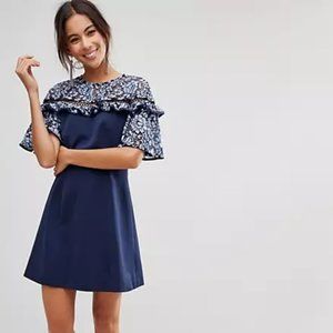 Keepsake Floral Lace Sleeve Dress - L